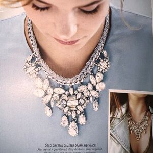 Dazzling Silver Crystal Cluster Necklace